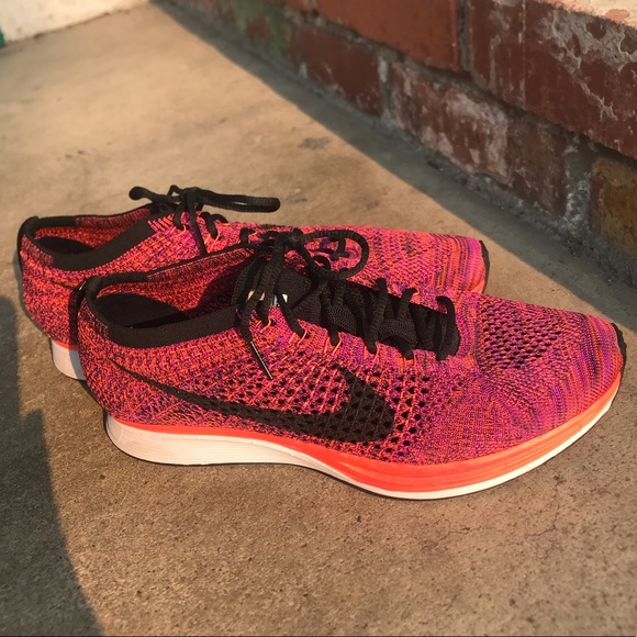 Nike Shoes - Nike Flyknit RacerHyperOrange/VividPurpleAcaiBerry